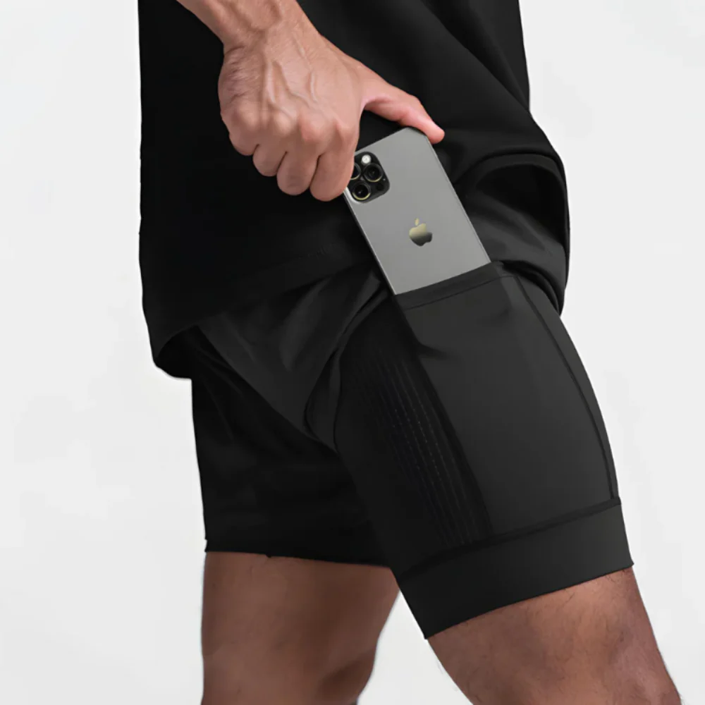 StepLock™ - Träningsshorts Med Studsfria Mobilfickor
